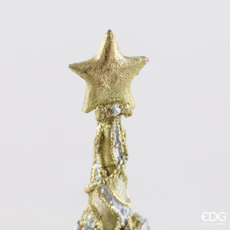 EDG Enzo De Gasperi Pino Decoglitter Silver Gold H36 Ø11 cm – Decorazione di Natale