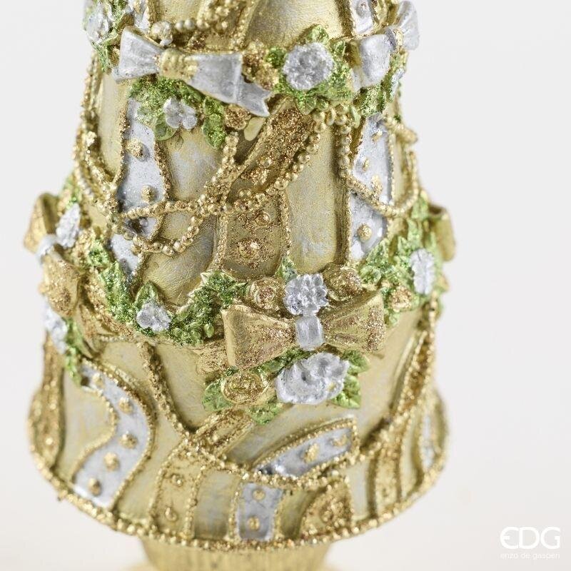EDG Enzo De Gasperi Pino Decoglitter Silver Gold H36 Ø11 cm – Decorazione di Natale