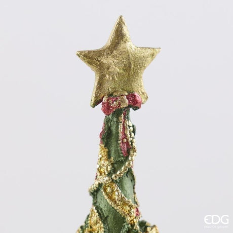 EDG Enzo De Gasperi Pino Decoglitter Verde Rosso H36 Ø11 cm – Decorazione di Natale