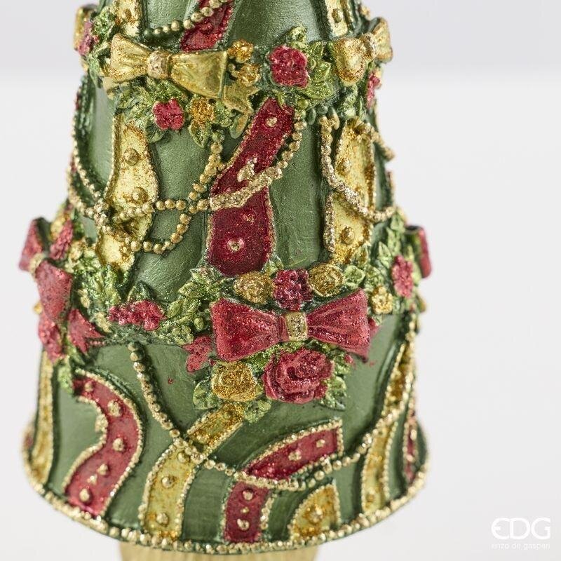 EDG Enzo De Gasperi Pino Decoglitter Verde Rosso H36 Ø11 cm – Decorazione di Natale