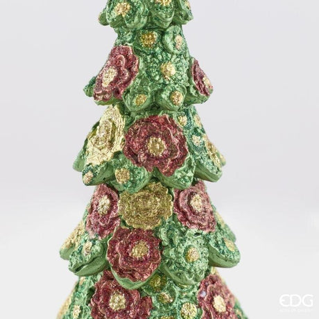 EDG Enzo De Gasperi Pino Decoglitter Green Red H47 Ø14 cm – Decorazione di Natale