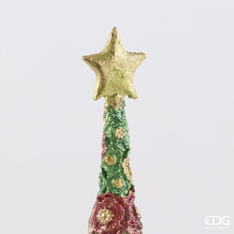 EDG Enzo De Gasperi Pino Decoglitter Verde Rosso H36 Ø11 cm – Decorazione di Natale