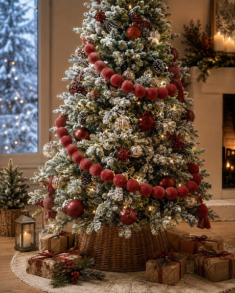 EDG Enzo De Gasperi Festone Natalizio con Palle Brillanti Rosse L180 cm Ø6 cm – Decorazione di Natale