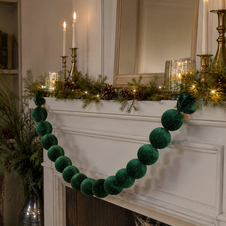EDG Enzo De Gasperi Festone Natalizio 20 Palle Brillanti Verde Scuro Ø8 cm L180 cm – Decorazione di Natale