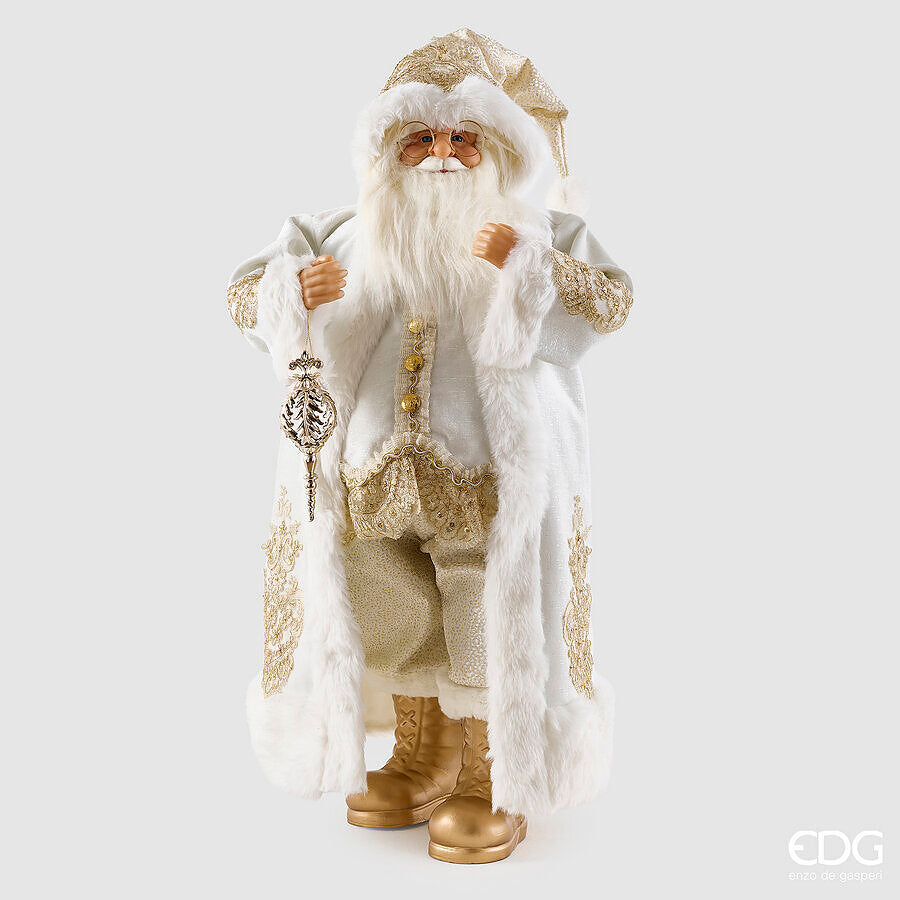 EDG Enzo De Gasperi Decoro Babbo Natale White Gold H82 cm – Decorazione di Natale
