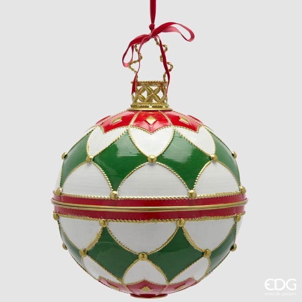 EDG Enzo De Gasperi Palla di Natale Decorativa Xmas Ø40 cm Verde Rosso – Addobbo Natalizio