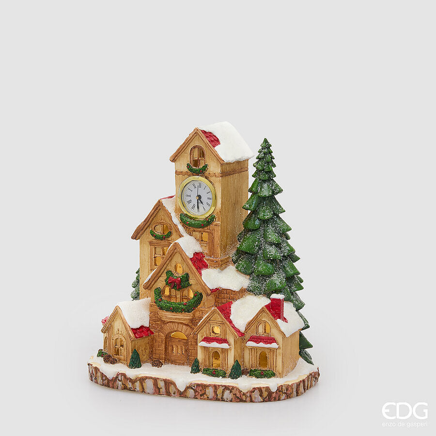 EDG Enzo De Gasperi Decoro Casa Cucù con LED Marrone 26x17xH28 cm – Decorazione di Natale