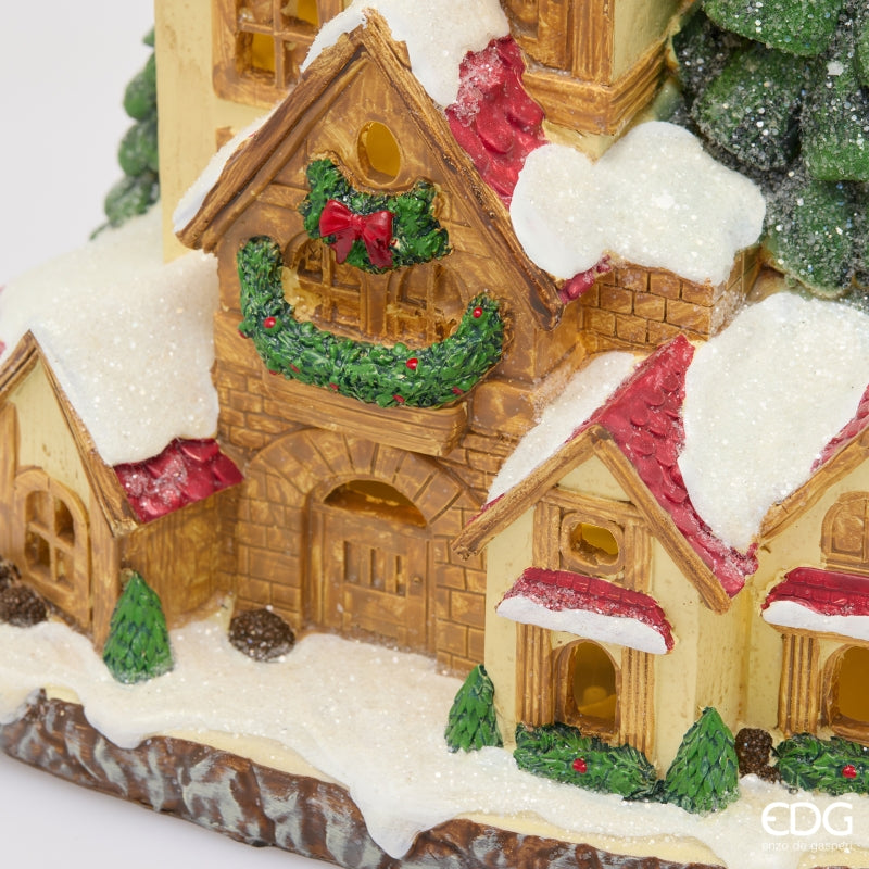 EDG Enzo De Gasperi Decoro Casa Cucù con LED Marrone 26x17xH28 cm – Decorazione di Natale