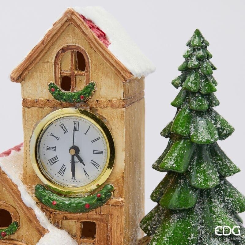 EDG Enzo De Gasperi Decoro Casa Cucù con LED Marrone 26x17xH28 cm – Decorazione di Natale