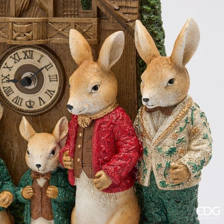 EDG Enzo De Gasperi Decoro Animali con Orologio Green Red 29x11xH31 cm – Decorazione di Natale
