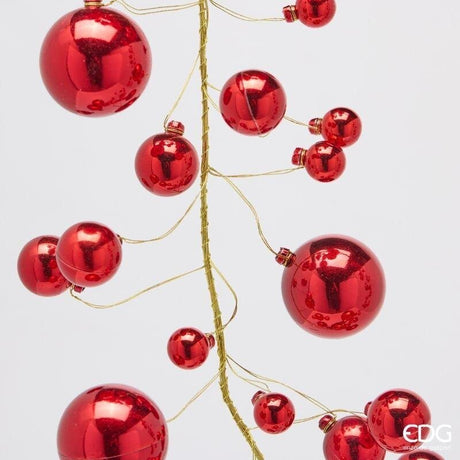 EDG Enzo De Gasperi Festone Natalizio Palle Mix 100 Elementi H180 cm Rosso – Decorazione di Natale