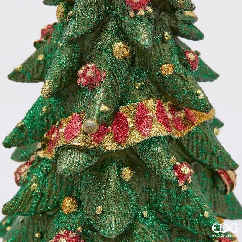 EDG Enzo De Gasperi Decoro Pino Decoglitter Verde Rosso H33 Ø15 cm – Decorazione di Natale