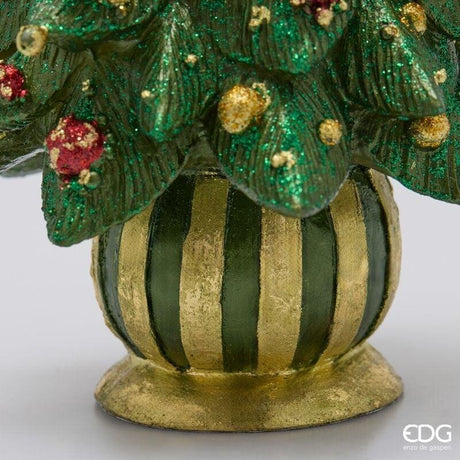 EDG Enzo De Gasperi Decoro Pino Decoglitter Verde Rosso H33 Ø15 cm – Decorazione di Natale