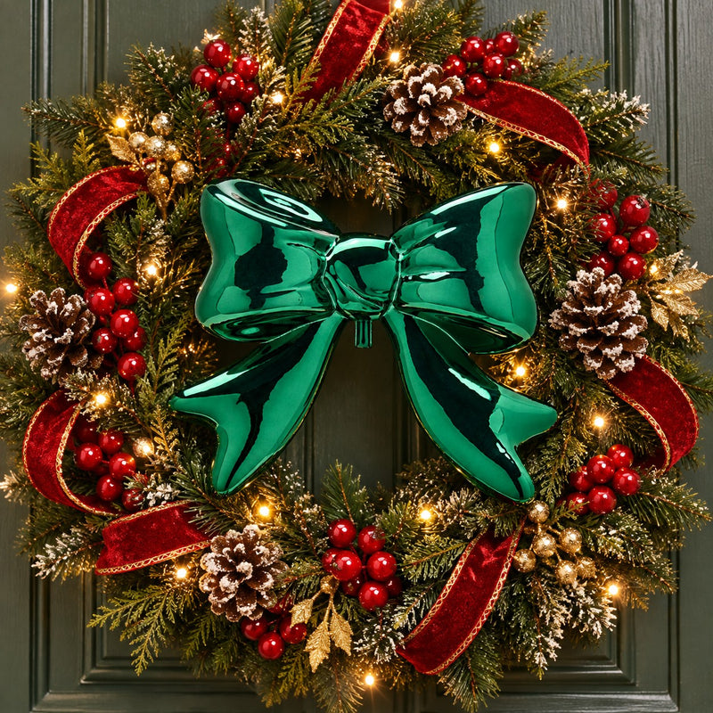 EDG Enzo De Gasperi Fiocco Decorativo Verde 63x23x6 cm – Addobbo di Natale