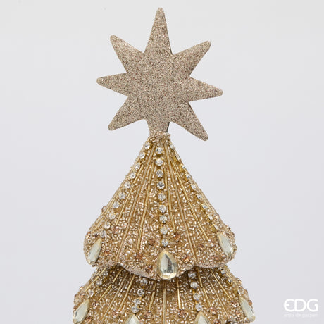 EDG Enzo De Gasperi Pino Natalizio con Gemme H46 Ø21 cm Oro Chiaro – Decorazione di Natale