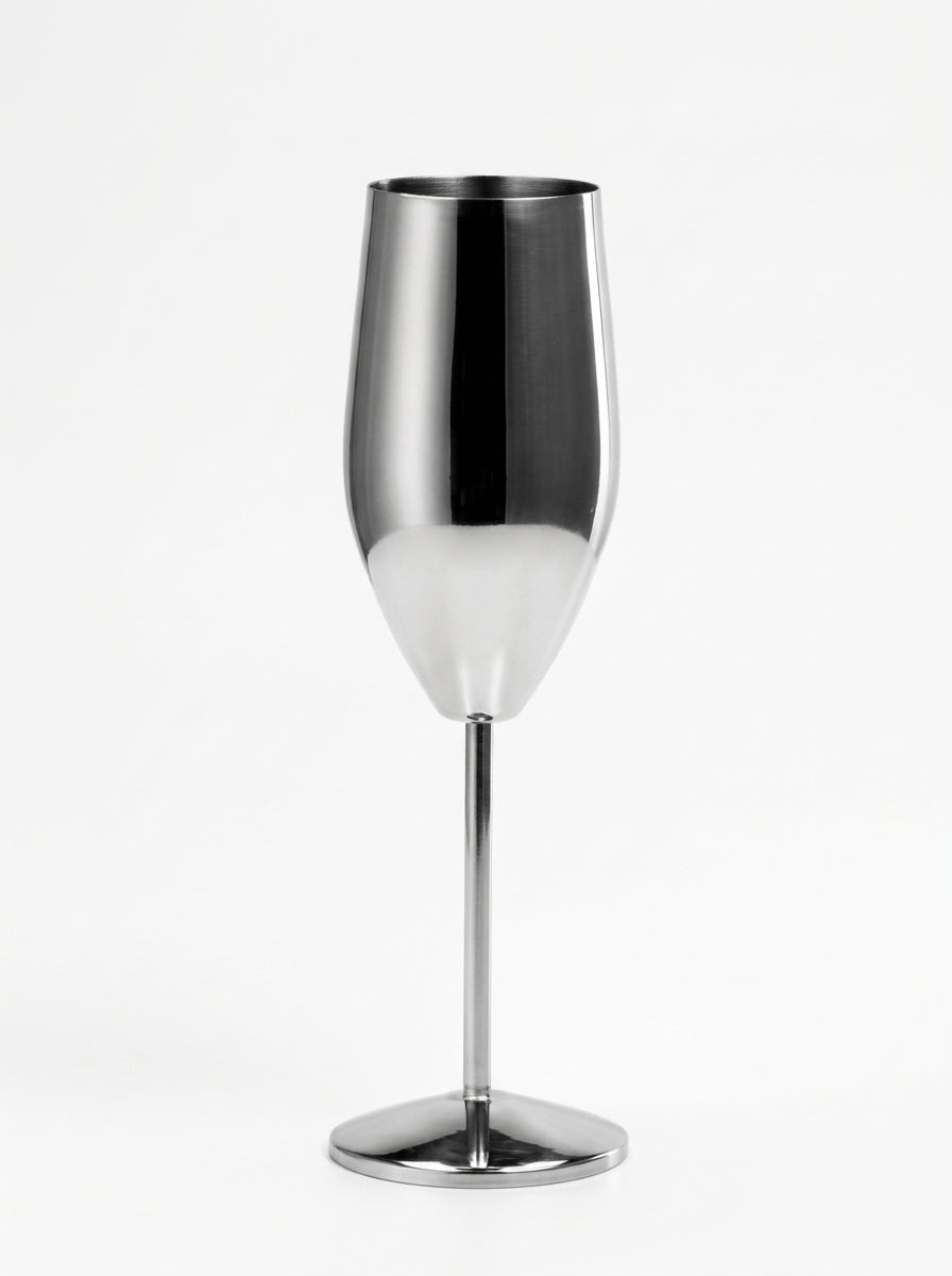 Ad Trend Flûte in Acciaio Color Argento 25 cl Ø7,5xH22,5 cm – Calice Elegante per Spumante, Prosecco e Champagne, Accessorio per la Tavola