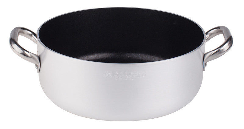 AGNELLI Casseruola Bassa Antiaderente con 2 Maniglie Inox D 36 cm