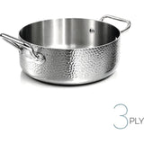 AGNELLI Casseruola Bassa Martellato Aluinox 3 Ply 16x12 Cm con 2 Maniglie in Acciaio Inox