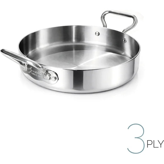 AGNELLI Tegame Aluinox 3PLY con 2 Manici Inox 40x7,2 Cm