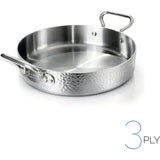 AGNELLI Tegame Aluinox Martellato 3PLY 24x6 Cm on 2 Maniglie in Acciaio Inox