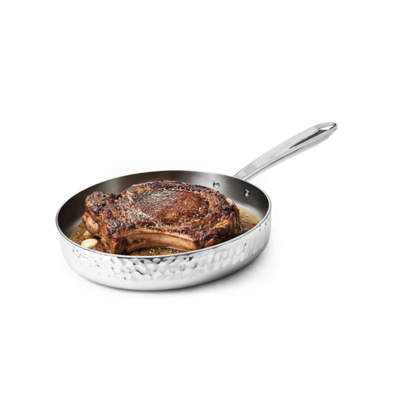 AGNELLI Padella Aluinox Martellato 3Ply 28x6 Cm 1 Manico Acciaio Inox