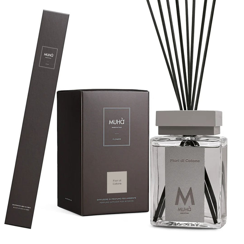 Muhà Luxe Perfume Diffusore Ambiente con Bastoncini Fiori di Cotone 1.000 Ml