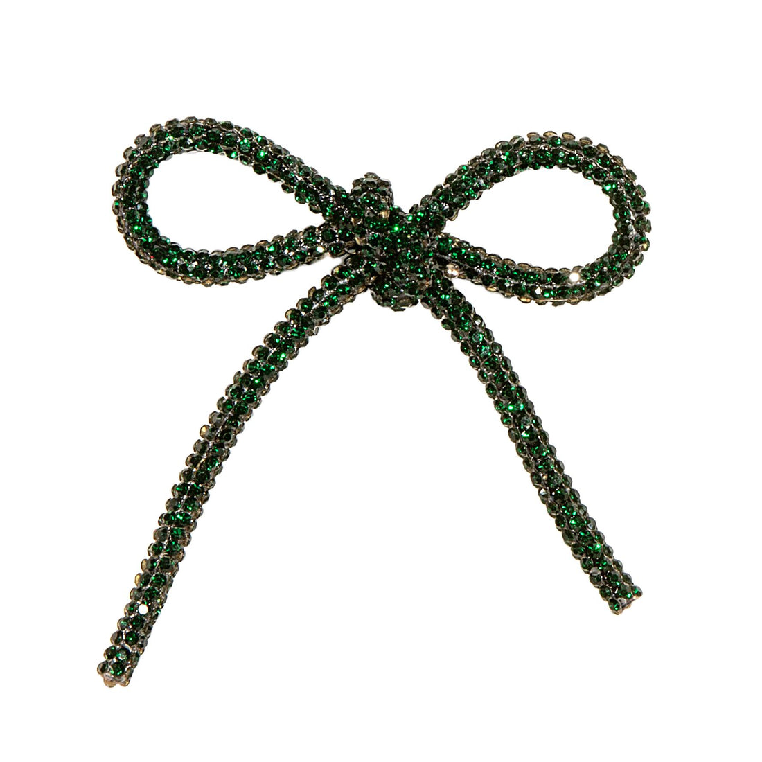 Piovaccari Fiocco Natalizio Bows with Diamonds Verde Scuro 6,5xH7 cm – Fiocco Decorativo con Diamanti per Albero di Natale, Addobbi e Confezioni Regalo