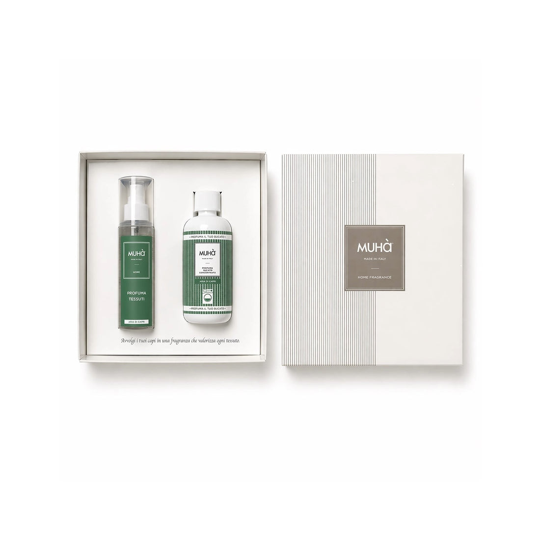 Muhà Confezione Regalo Profumatore Bucato Aria di Capri 200 ml + Spray 125 ml – Idea Regalo