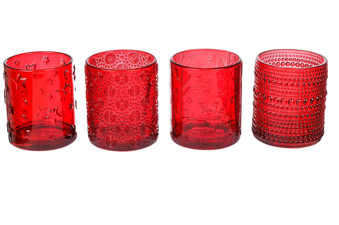 ARPIMEX Vasetto Portacandela Natale D 8,8 Cm H 10 Cm Ass. Vetro Rosso 1 Pz