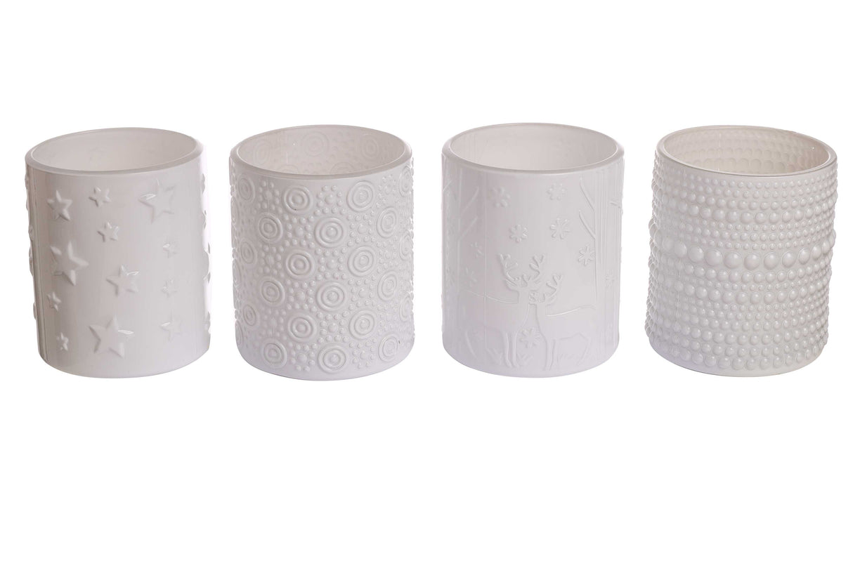 ARPIMEX Vasetto Portacandela Natale D 8,8 Cm H 10 Cm Ass. Vetro Bianco 1 Pz