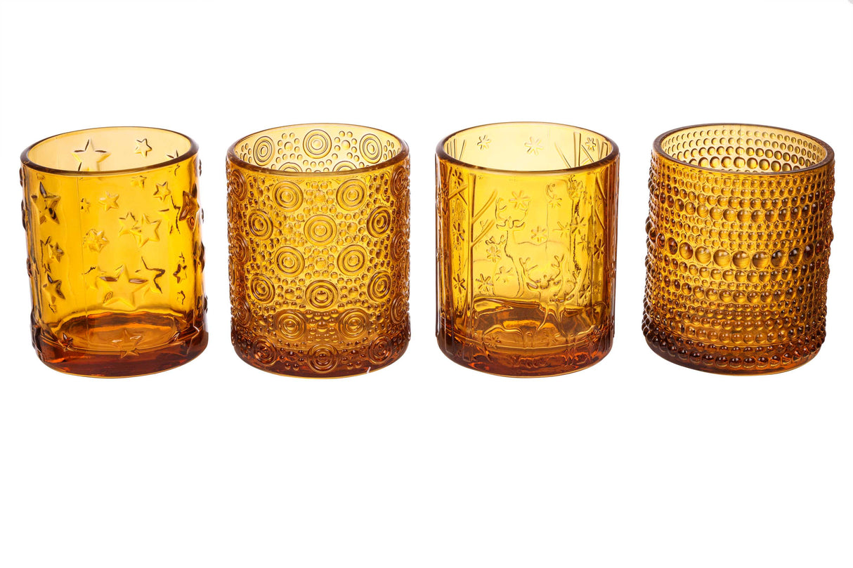 ARPIMEX  Vasetto Portacandela Natale D 8,8 Cm H 10 Cm Ass. Vetro Marrone 1 Pz