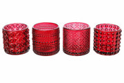 ARPIMEX Vasetti Vetro Portacandele D 7 Cm H 6,8 Cm Rosso Mix 4 Pz
