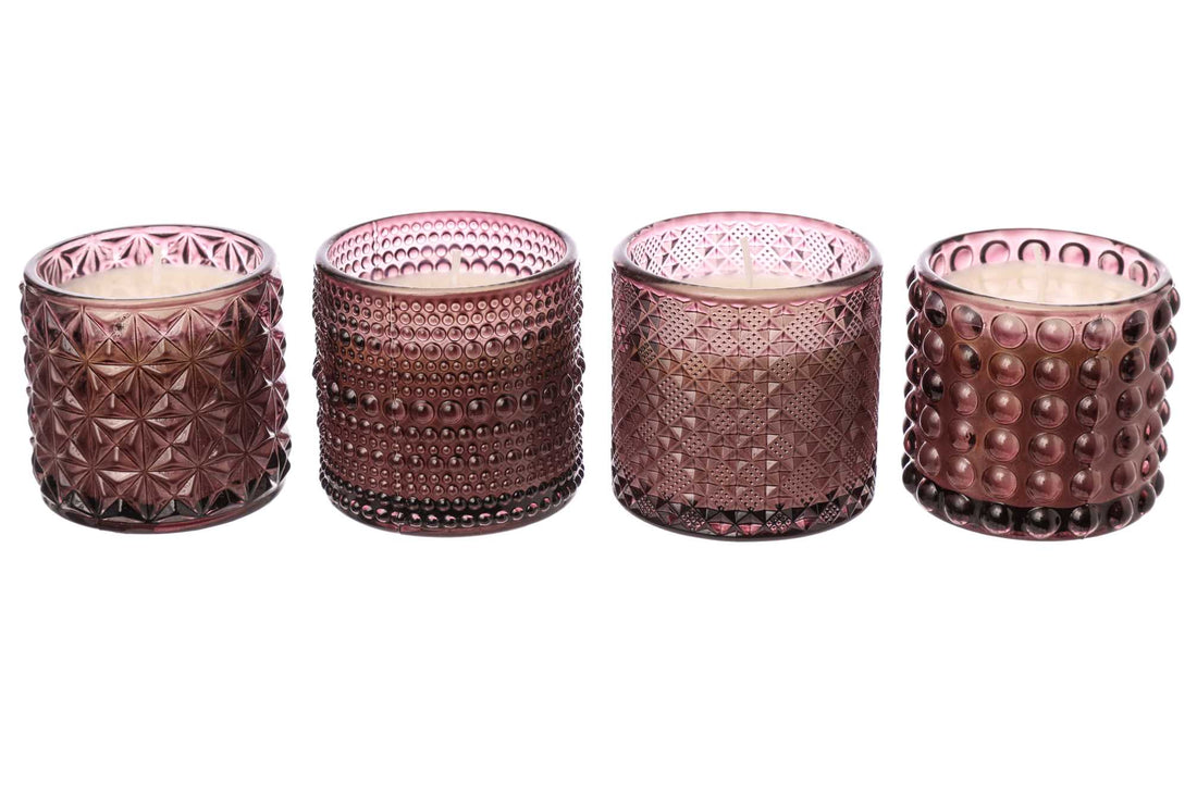 ARPIMEX Vasetto Vetro con Cera D 7 Cm H 6,8 Cm Mix 4 Pz Pink