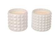 ARPIMEX Vasetto Vetro con Cera D 9,5 Cm H 8,5 Cm Mix 2 Pz Bianco