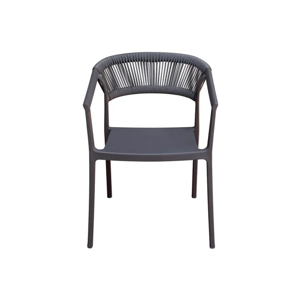 Moia Greenwood Poltrona Sedia Lione in Polipropilene con Corda Antracite – Sedia Outdoor Impilabile Resistente UV