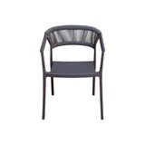 Moia Greenwood Poltrona Sedia Lione in Polipropilene con Corda Antracite – Sedia Outdoor Impilabile Resistente UV