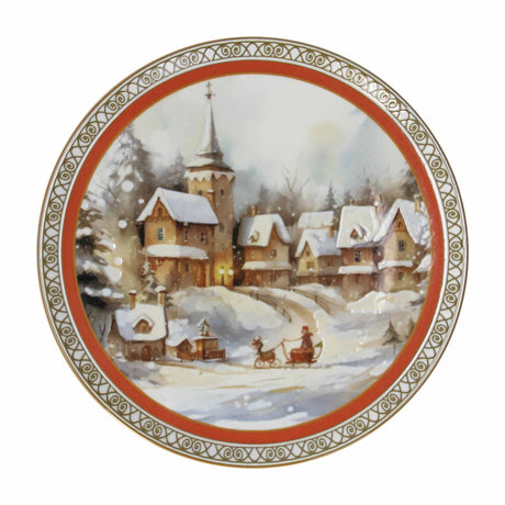 tognana tognana piatto panettone cinzia christmas village natale 31 cm porcellana multicolor ean 8056444070897