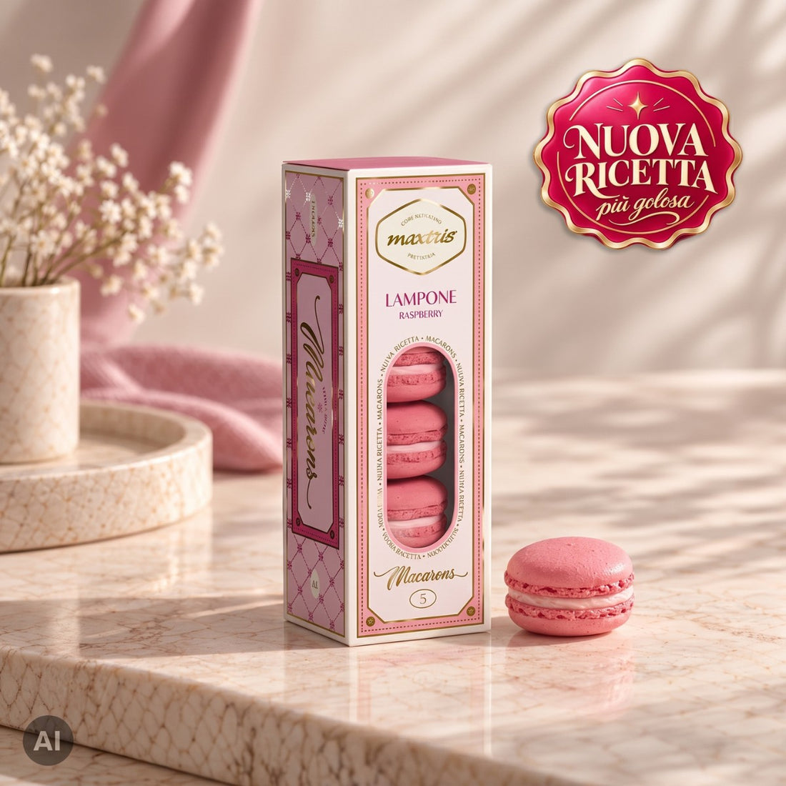 Maxtris 5 Macaron al Lampone Senza Glutine – Dolcetti Francesi 70 g
