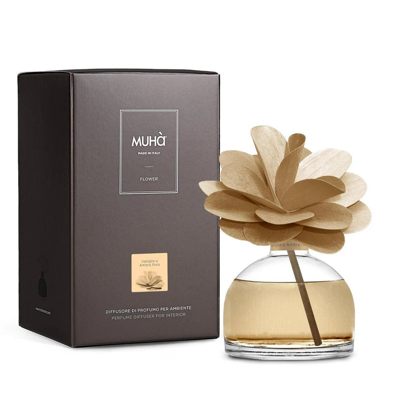 Muhà Flower Profumatore Diffuser Camelia 200ml Vaniglia & Ambra Pura