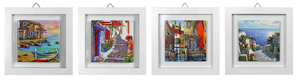 Quadro in MDF e Ceramica Decorazioni Paesaggi 25 x 2 x 25 Cm 1 Pz