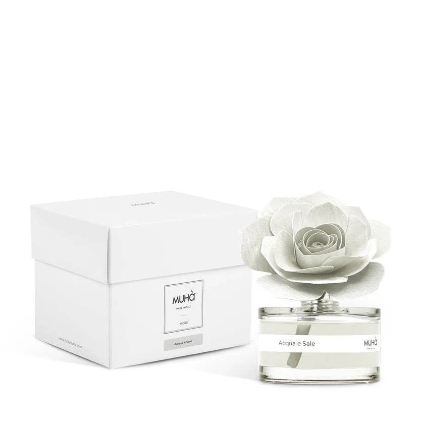 Muhà Profumatore Diffuser Rosa Bianca Bomboniera Acqua e Sale 50ml