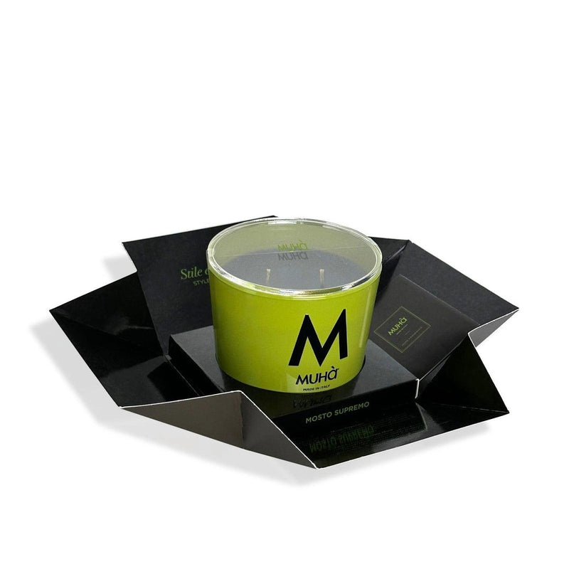 Muhà Candela Profumata Mosto Supremo 500 g Ø10,5xH11,9 cm – Candela Aromatica Decorativa per la Casa e Idea Regalo