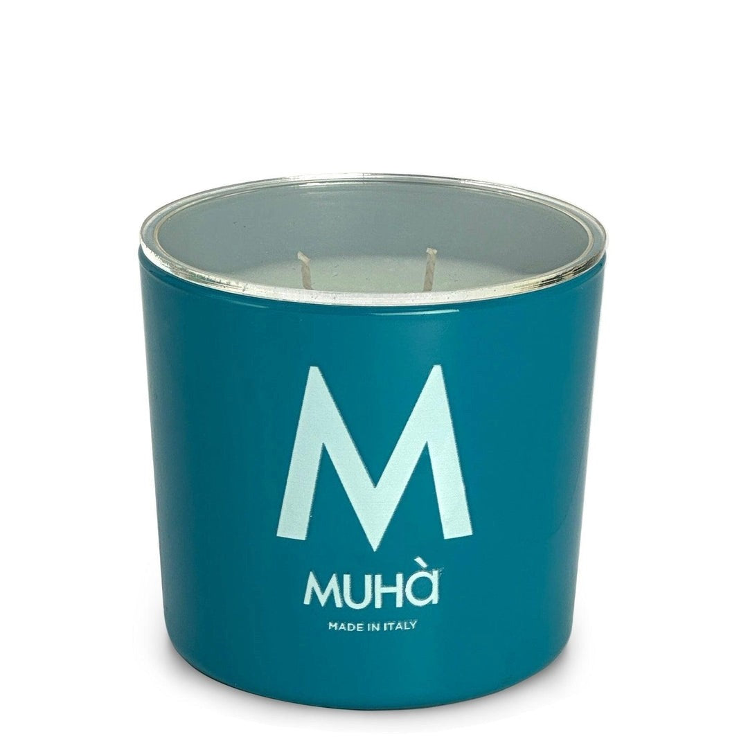 Muhà Candela Profumata Menta e Sandalo 500 g Ø10,5xH11,9 cm – Candela Aromatica Decorativa per la Casa e Idea Regalo