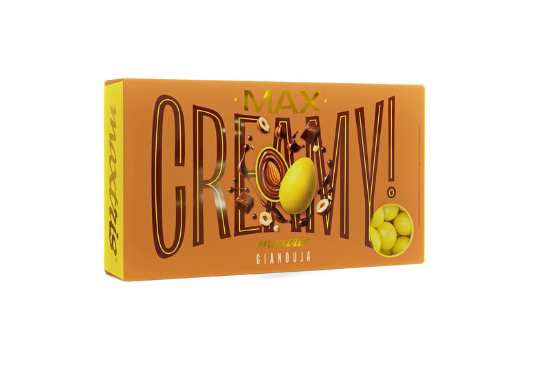 Maxtris Confetti Creamy Max Gianduia Giallo Sun 1 kg – Confetti Golosi al Gusto Gianduia per Matrimoni, Cerimonie, Feste e Confettate