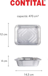 Contenitore Alluminio 1 Porzione 145 x 120 Mm H 40 Mm 100 Pz