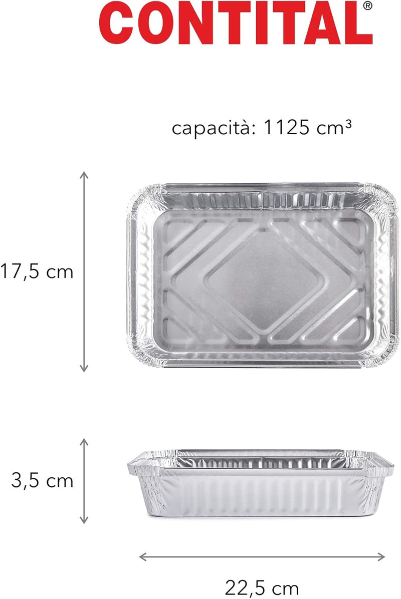 Contital Contenitori Alluminio R29L 4 Porzioni 225 x 175 Mm 100 Pz