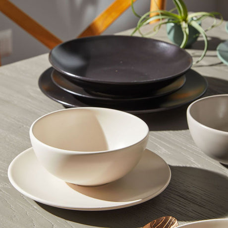 Tognana Ritual Super Strong Piatto Dessert in Stoneware Nero Ø20xH2 cm – Piattino Resistente in Gres per Dolci e Frutta