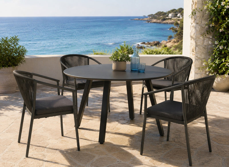 Moia Greenwood Tavolo Tondo Alberese Alluminio Antracite D 120 cm