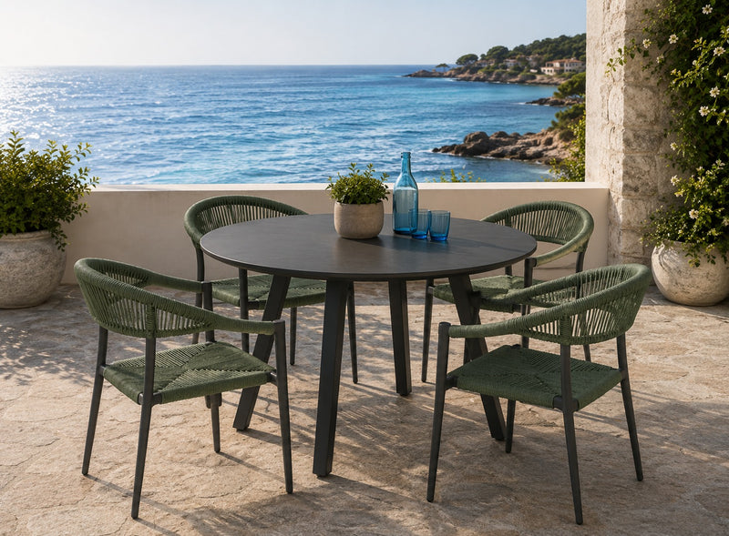 Moia Greenwood Tavolo Tondo Alberese Alluminio Antracite D 120 cm