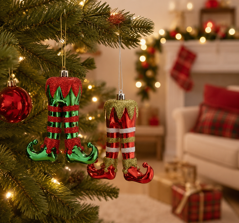 EDG Enzo De Gasperi Decorazione Calze Elfo di Natale Ass. H 11 Cm Verde Rosso 1 Pz